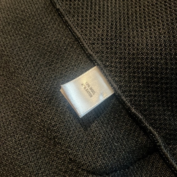 St. John Caviar 2-Button Wool Blend Pique Knit Jacket in Black - Picture 6 of 7